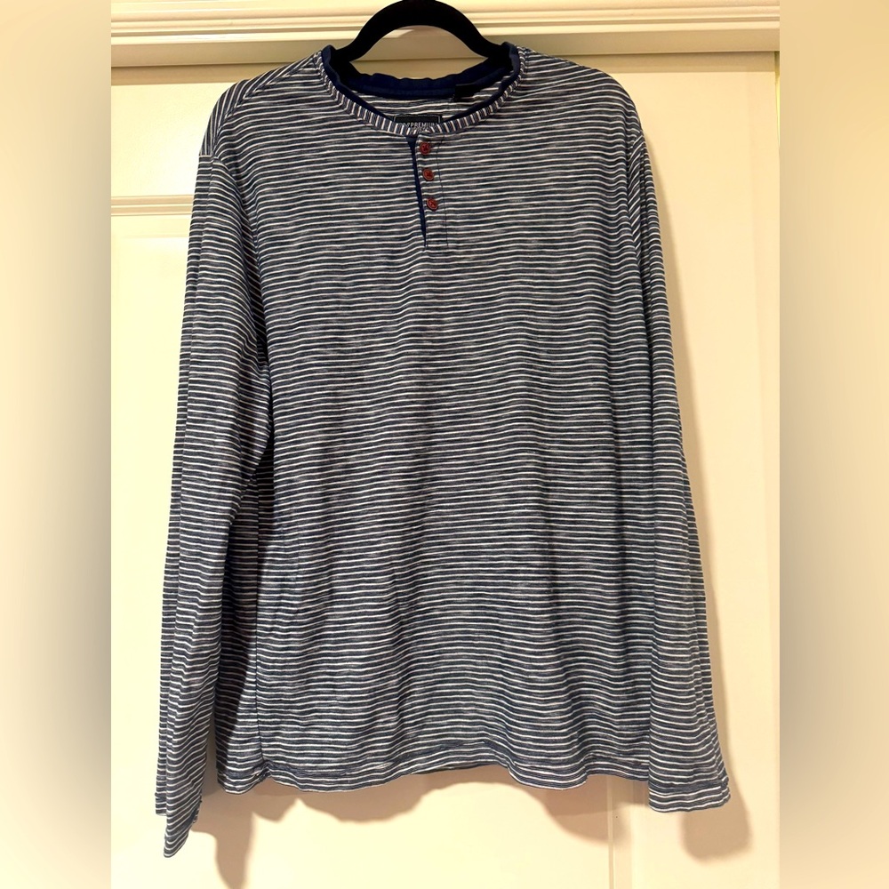 Men’s PX Long Sleeve Striped Henley Shirt XL